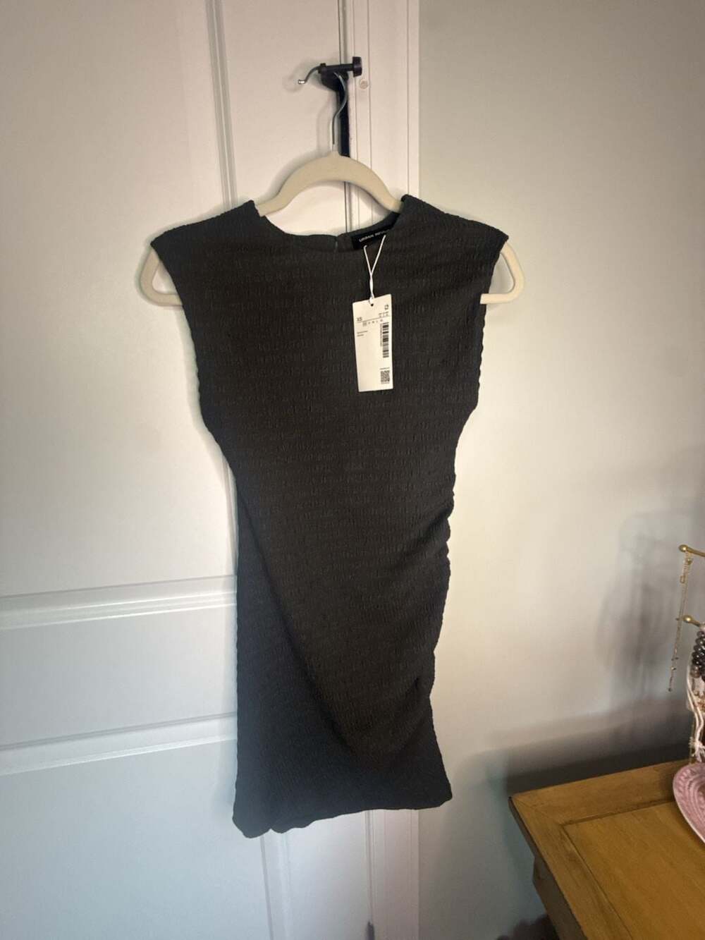 Urban Revivo  Women's Dark Gray Textured Draped Mini Dress Size XS